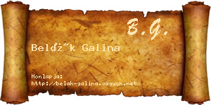 Belák Galina névjegykártya